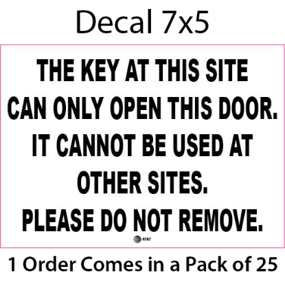 Picture of ATT-DC-KEY-57: AT&T Site Key Information Decal 5"x7" (Pack of 25)