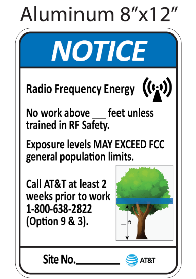 Picture of RF Energy Notice Aluminum Sign 8"x12"