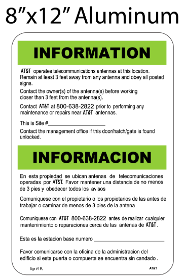 Picture of SIGN #1: Information Bilingual Alum Sign 8x12