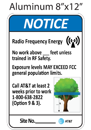 Picture of N4: AT&T N4- RF ENERGY NOTICE Aluminum 8"x12"